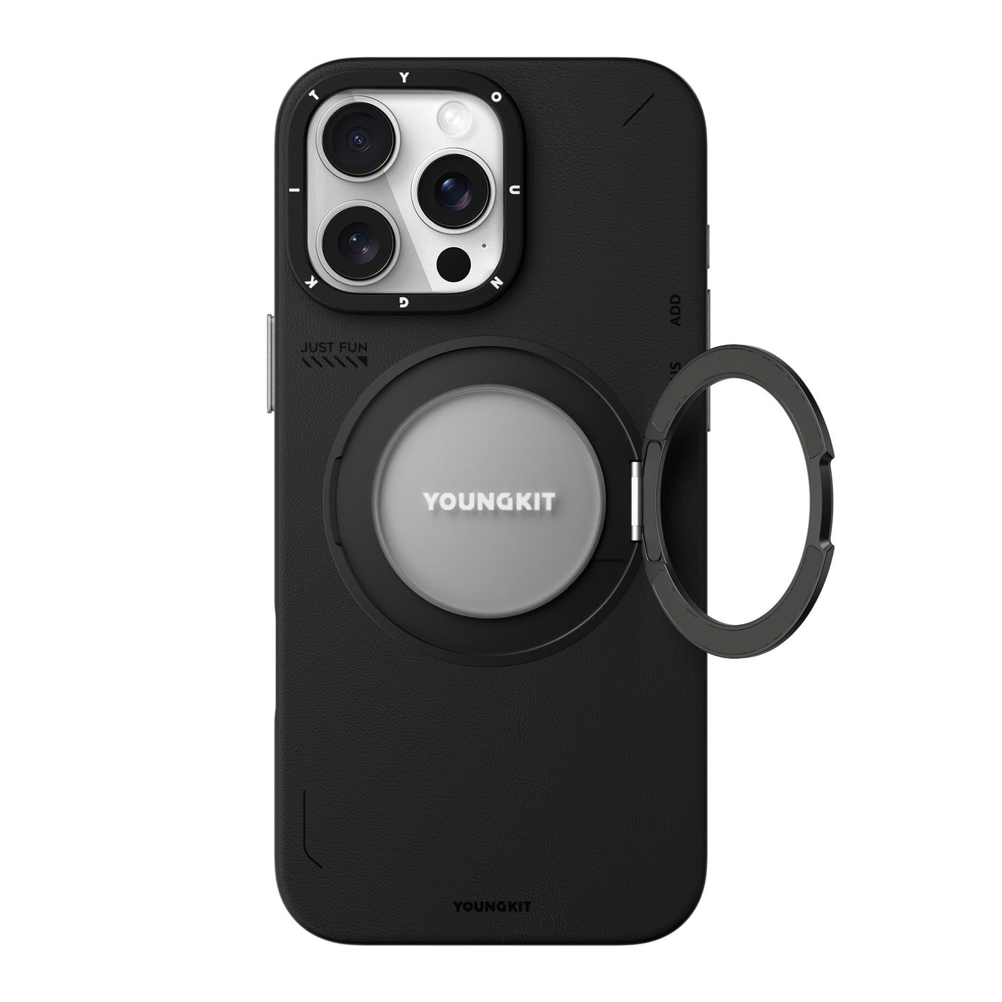 Youngkit Leather 360 Stand Black - 15 Pro Max (MagSafe Supported)