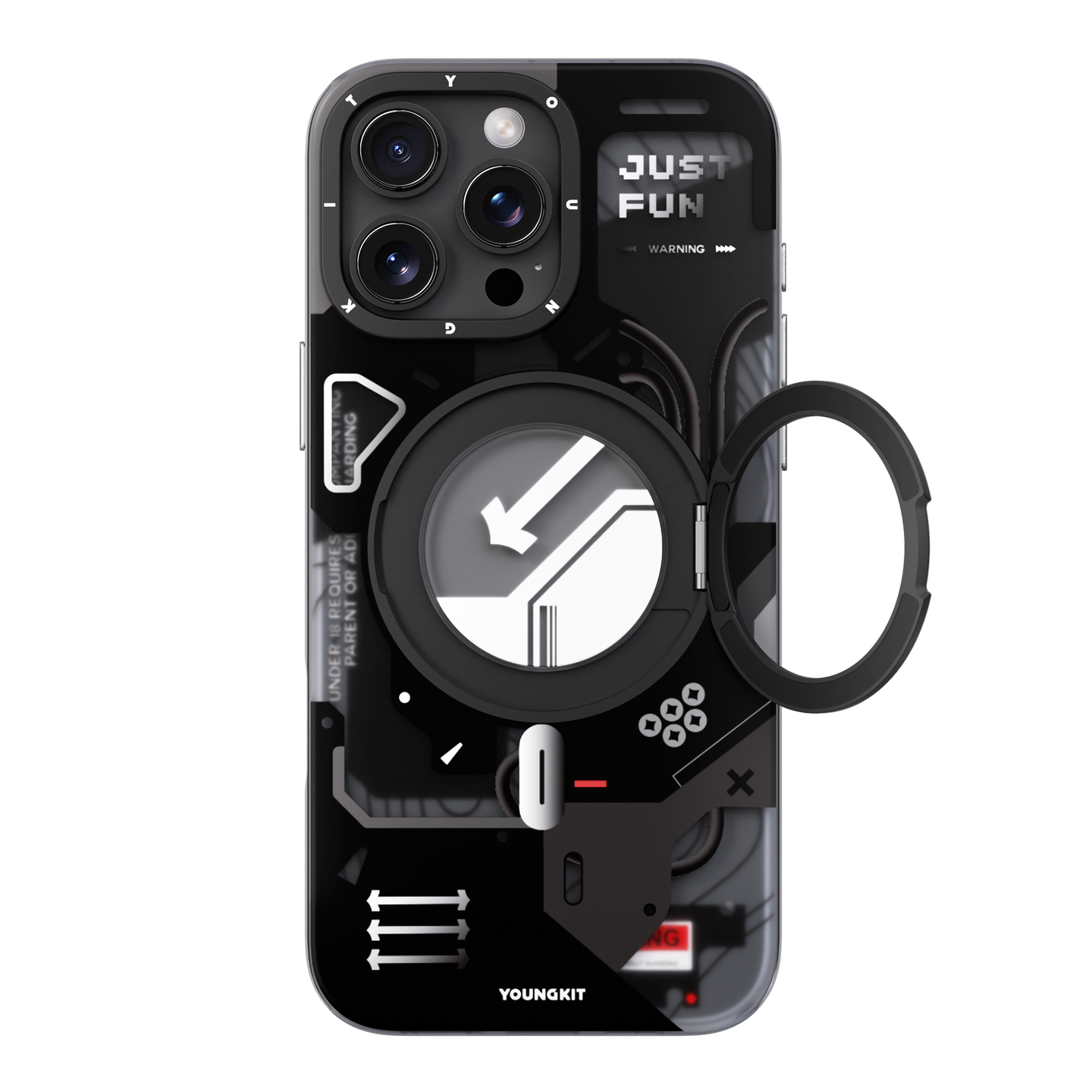 Youngkit Cyberpunk 360 Stand Case Black - 15 Pro Max (MagSafe Supported)