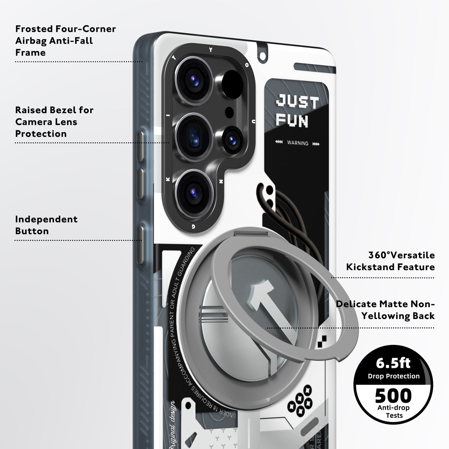 Youngkit Cyberpunk 360 Stand Case White - S25 Ultra (MagSafe Supported)