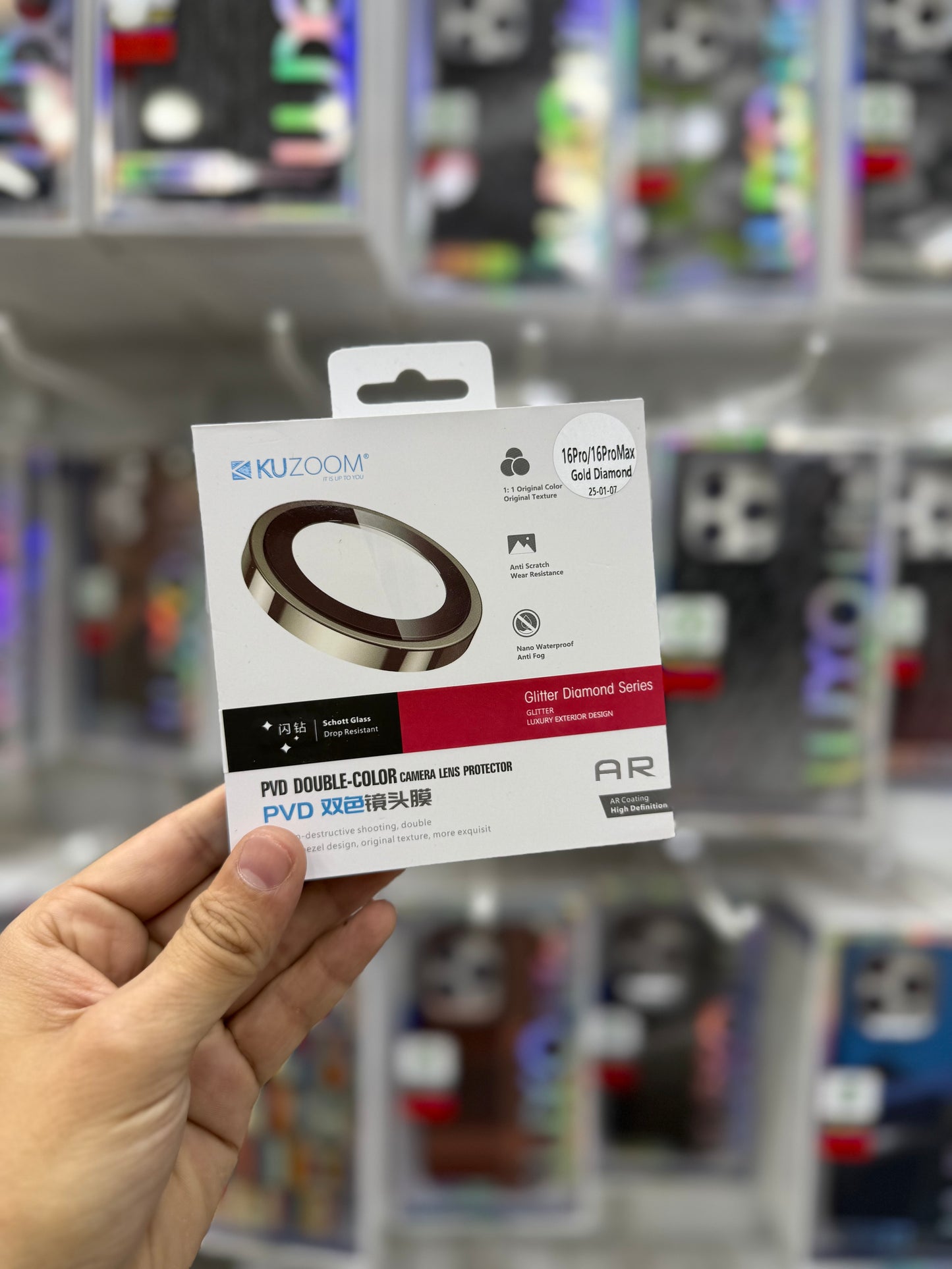 Kuzoom Glitter Camera Lens Protectors Gold - 16 Pro/16 Pro Max