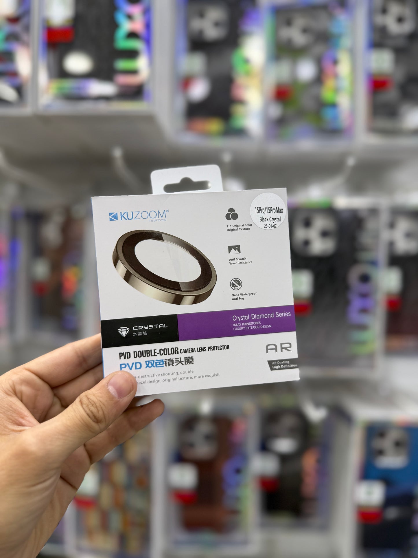 Kuzoom Diamond Camera Lens Protectors Silver - 15 Pro/15 Pro Max