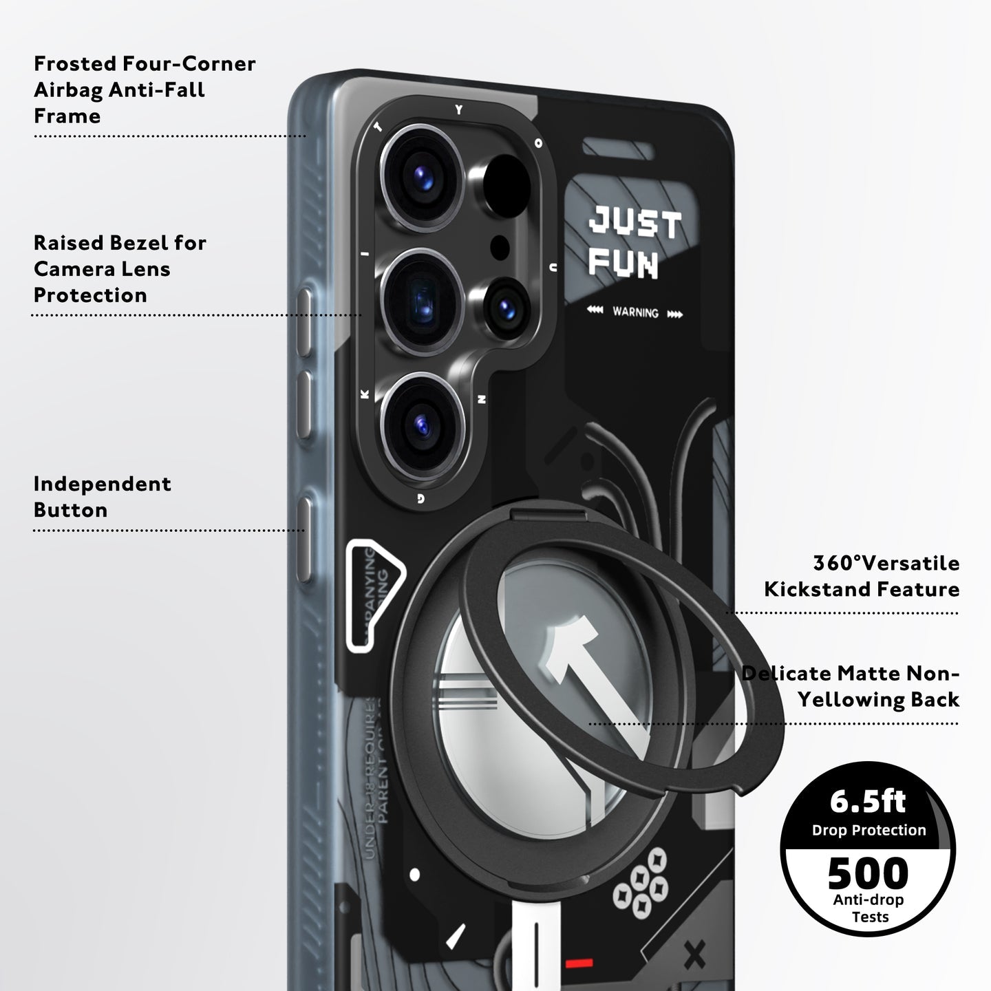 Youngkit Cyberpunk 360 Stand Case Black - S25 Ultra (MagSafe Supported)