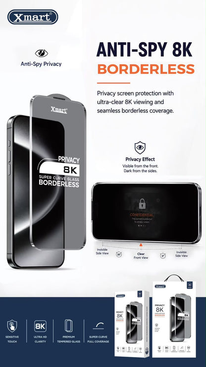 X-Mart Borderless 8K Privacy Screen Protector - 17 Pro Max