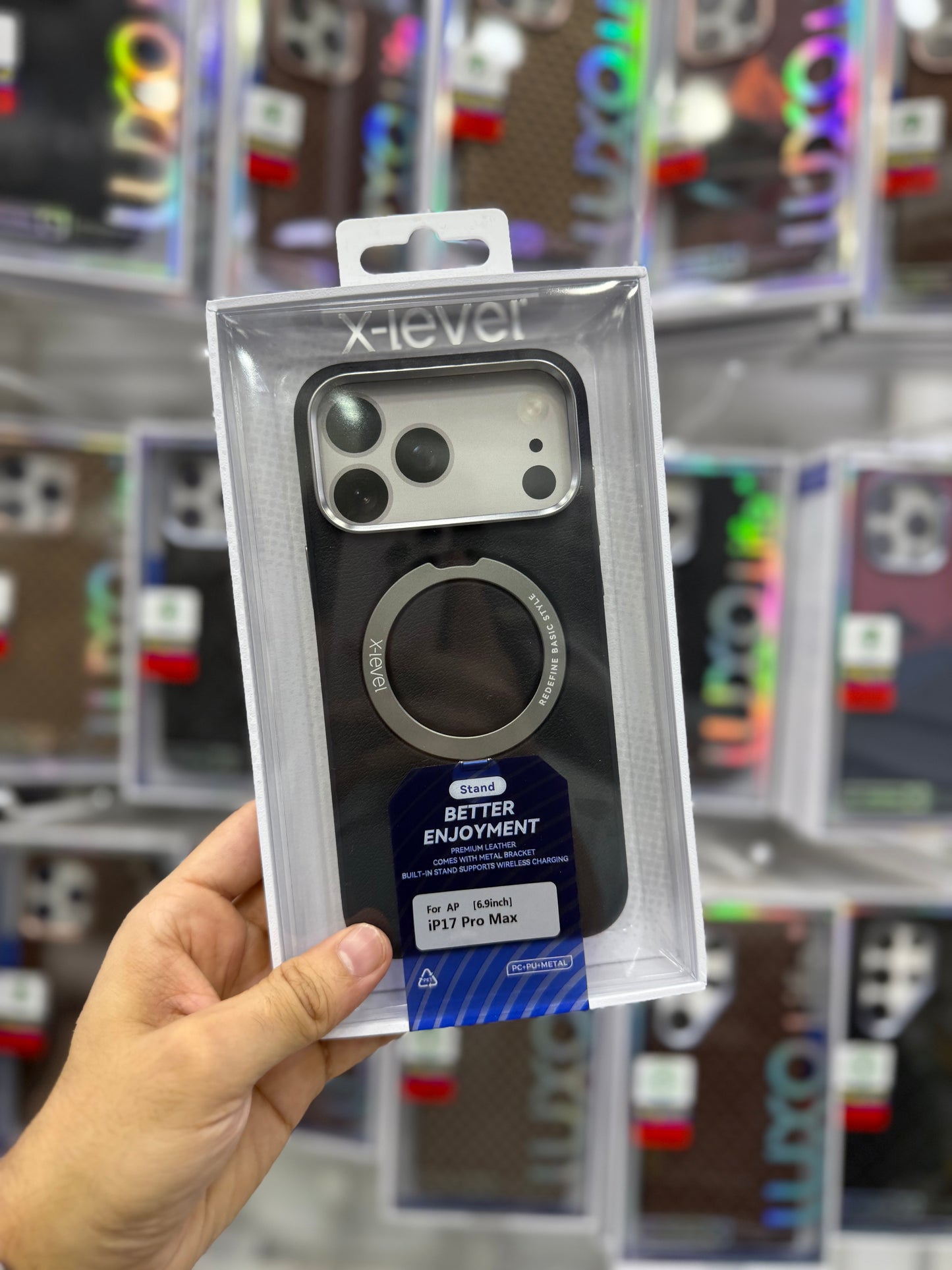 X-Level Better Enjoyment Leather MagSafe Case with Stand - 17 Pro Max
