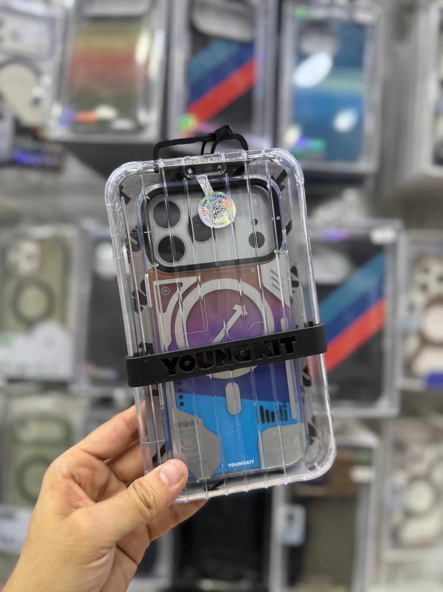 Youngkit Galaxy Illusion Water Fall Glow In Dark Case Blue - 17 Pro Max (MagSafe Supported)