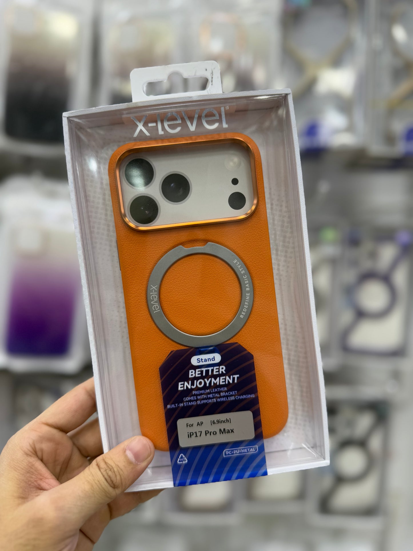 X-Level Better Enjoyment Leather MagSafe Case with Stand - 17 Pro Max