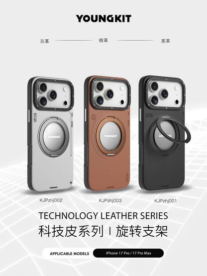 Youngkit Technology Leather Series 360 Stand Case - 17 Pro & 17 Pro Max (MagSafe Supported)