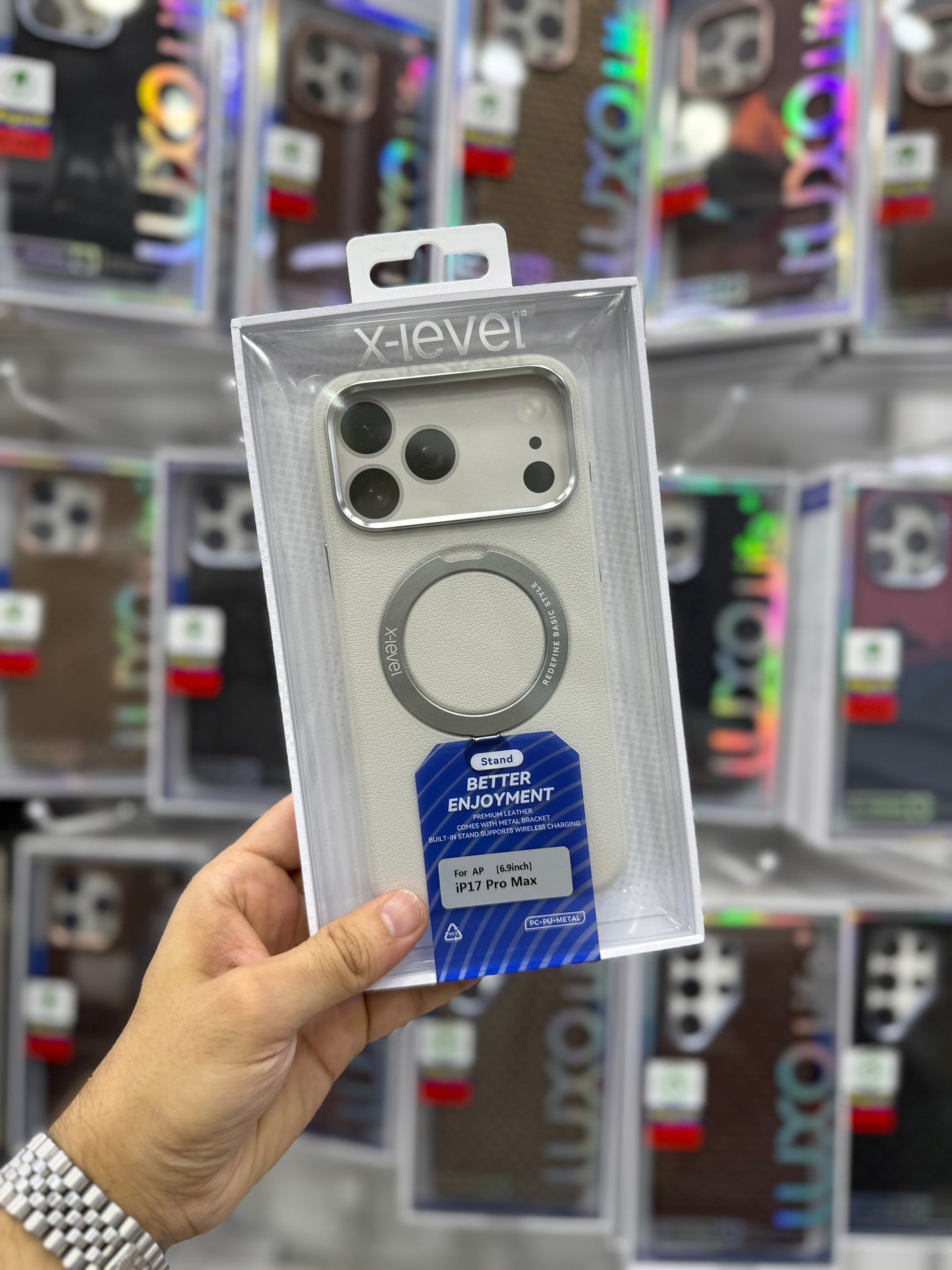 X-Level Better Enjoyment Leather MagSafe Case with Stand - 17 Pro Max