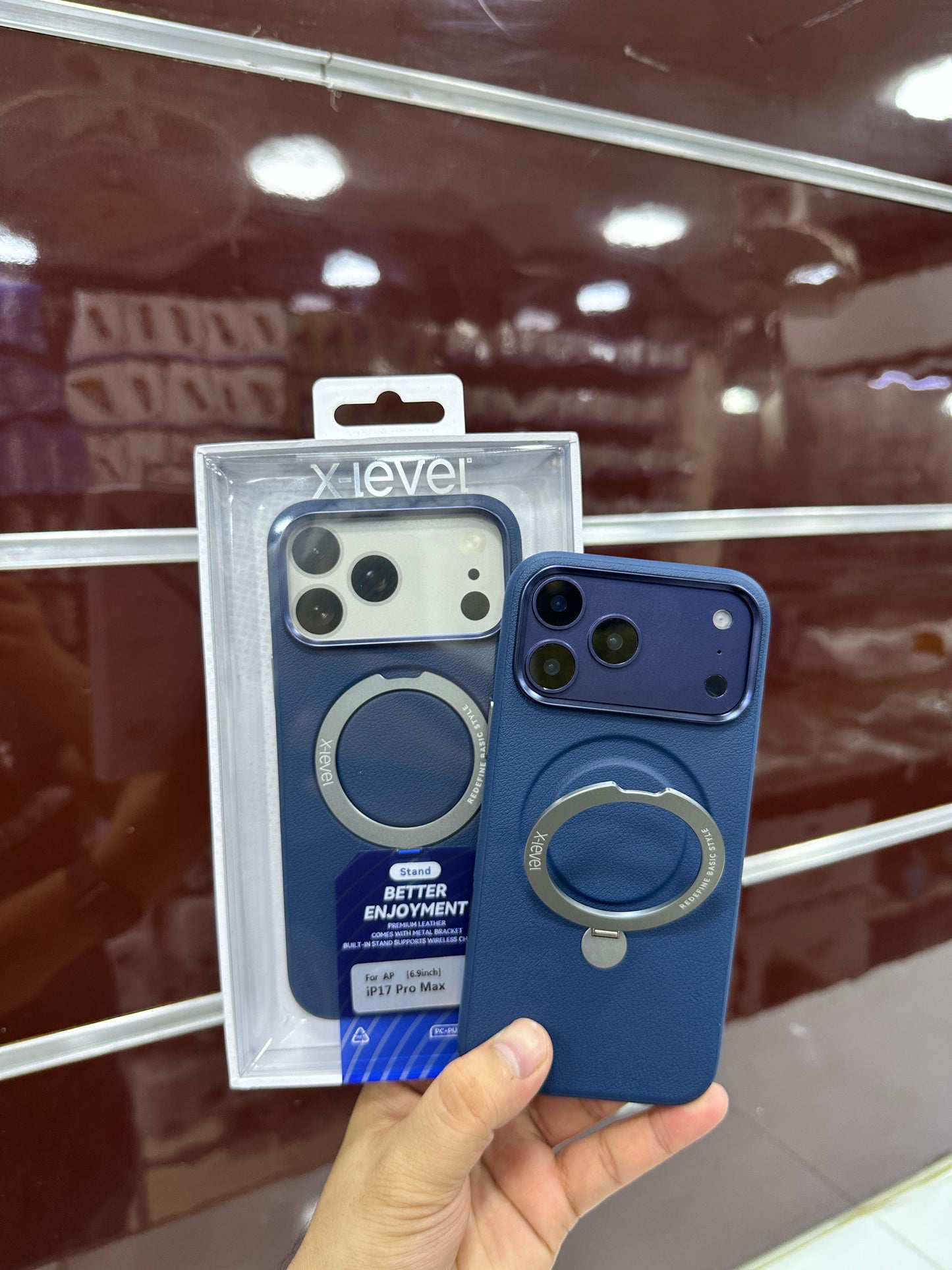 X-Level Better Enjoyment Leather MagSafe Case with Stand - 17 Pro Max