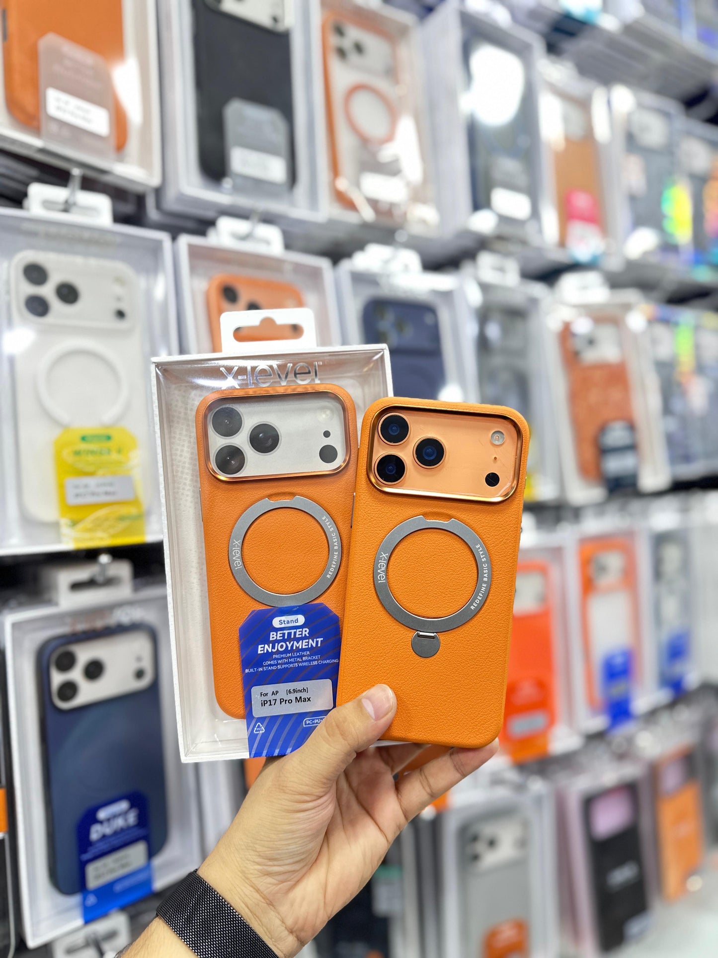 X-Level Better Enjoyment Leather MagSafe Case with Stand - 17 Pro Max