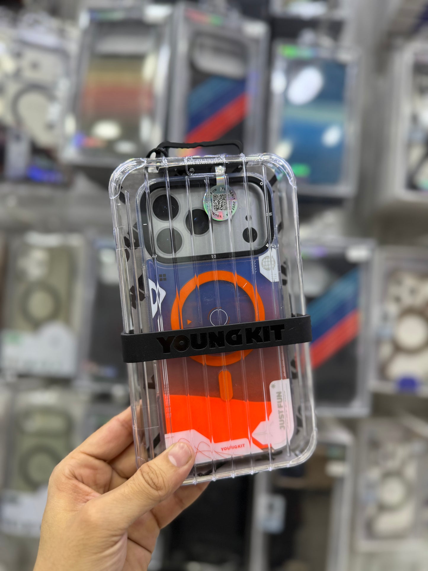 Youngkit Galaxy Illusion Water Fall Glow In Dark Case Orange - 17 Pro Max (MagSafe Supported)