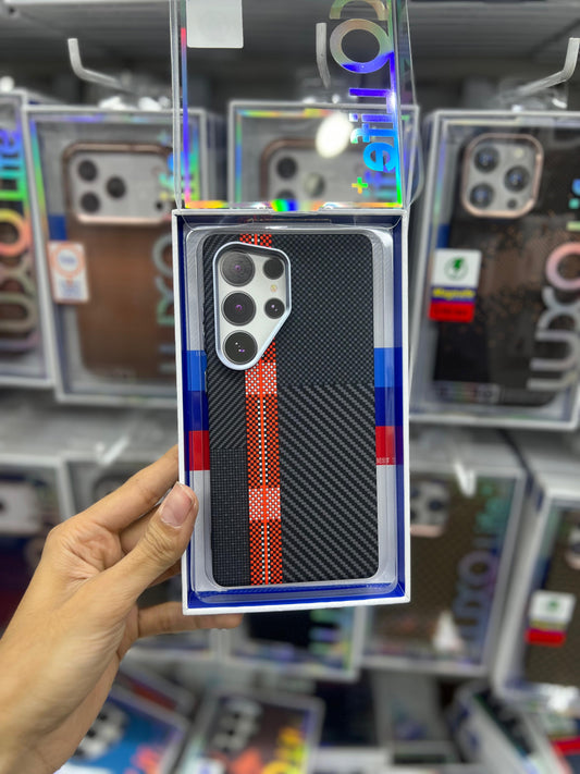 Luxo Life MagSafe Case Carbon Pattern Black/Red - S25 Ultra
